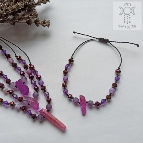 Bransoletka Kwiatowa Orchidea kwarc agat trawiony ametyst Bransoletka Kwiatowa Orchidea kwarc agat trawiony ametyst