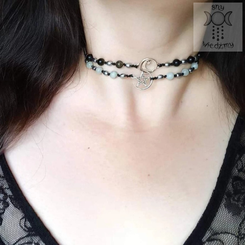 Choker witch talizman amulet pentagram kamienie Choker witch talizman amulet pentagram kamienie