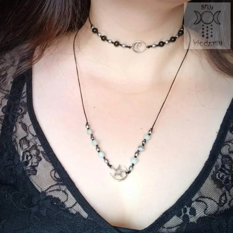 Choker witch talizman amulet pentagram kamienie Choker witch talizman amulet pentagram kamienie