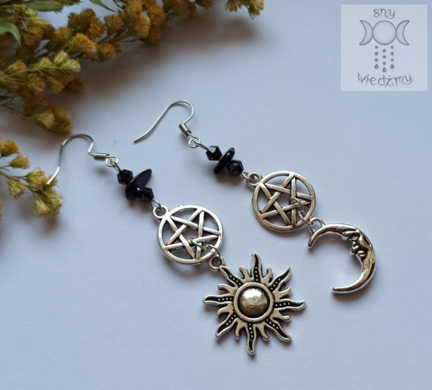 Kolczyk Sun&moon turmalin pentagram talizman Kolczyk Sun&moon turmalin pentagram talizman