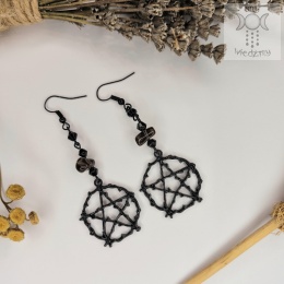 Kolczyki Black Ice goth witchy gothic obsydian lodowy