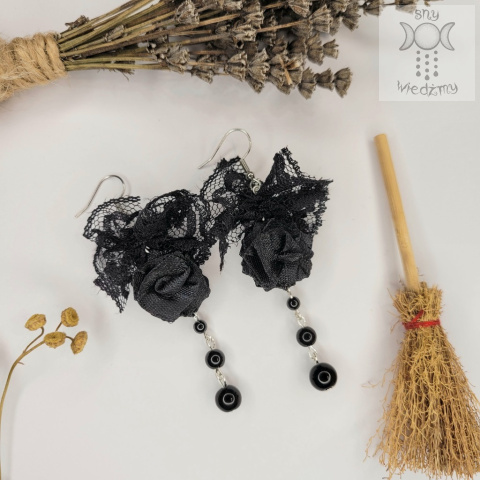 Kolczyki Black Roses goth witchy gothic onyks Kolczyki Black Roses goth witchy gothic onyks