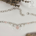 Moon Chain choker kwarc różowy naszyjnik triple moon
