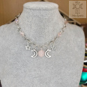Moon Chain choker kwarc różowy naszyjnik triple moon
