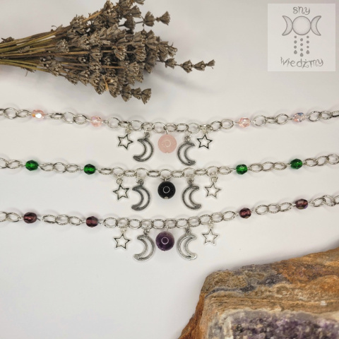 Moon Chain choker ametyst naszyjnik triple moon Moon Chain choker ametyst naszyjnik triple moon
