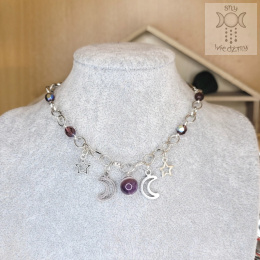 Moon Chain choker ametyst naszyjnik triple moon