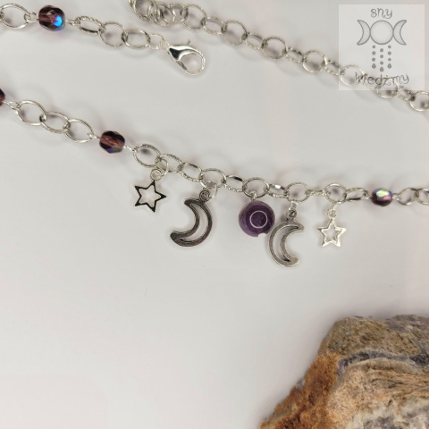 Moon Chain choker ametyst naszyjnik triple moon Moon Chain choker ametyst naszyjnik triple moon