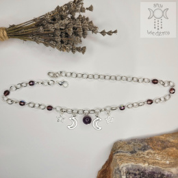 Moon Chain choker ametyst naszyjnik triple moon