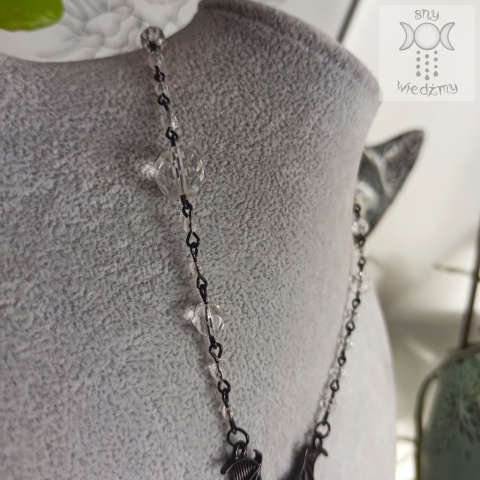 Naszyjnik Crystal Bat Nietoperz kryształ górski Naszyjnik Crystal Bat Nietoperz kryształ górski