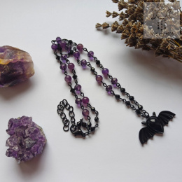 Naszyjnik Amethyst Bat Ametyst goth gothic Halloween