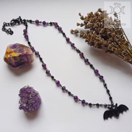 Naszyjnik Amethyst Bat Ametyst goth gothic Halloween