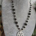Naszyjnik Różaniec Pentagram Pentakl lawa wulkaniczna witch