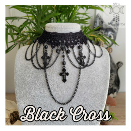 Choker kolia Black Cross krzyże czarne łańcuchy