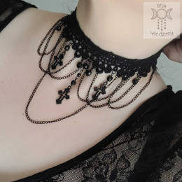 Choker kolia Black Cross krzyże czarne łańcuchy