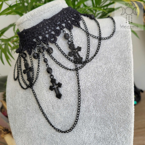 Choker kolia Black Cross krzyże czarne łańcuchy Choker kolia Black Cross krzyże czarne łańcuchy