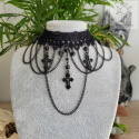 Choker kolia Black Cross krzyże czarne łańcuchy