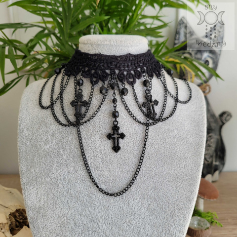 Choker kolia Black Cross krzyże czarne łańcuchy Choker kolia Black Cross krzyże czarne łańcuchy