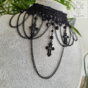 Choker kolia Black Cross krzyże czarne łańcuchy