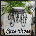 Choker kolia Lace Cross krzyż kryształki