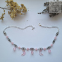 Filigranowy choker różowy jadeit księżyce moon