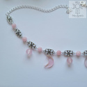Filigranowy choker różowy jadeit księżyce moon