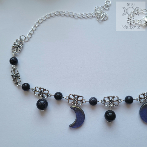 Filigranowy choker granatowy noc kairu księżyce moon Filigranowy choker granatowy noc kairu księżyce moon