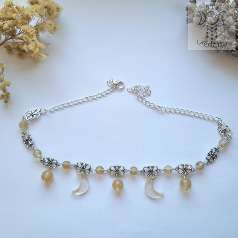 Filigranowy choker złoty kwarc kawowy księżyce moon Filigranowy choker złoty kwarc kawowy księżyce moon