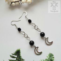 Kolczyki Moon Chain onyks