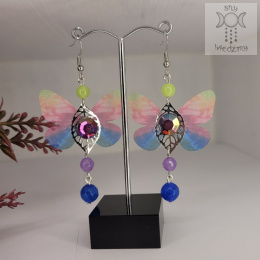 Kolczyki Motylki Fairy alternative witchy jadeit rainbow kolorowe tęczowe