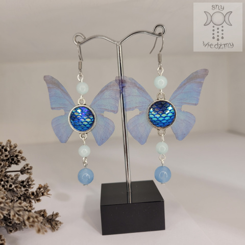 Kolczyki Motylki Fairy alternative witchy jadeit kobaltowe Kolczyki Motylki Fairy alternative witchy jadeit kobaltowe