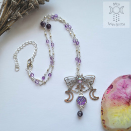 Naszyjnik Moth Queen ametyst księżyc moon ćma