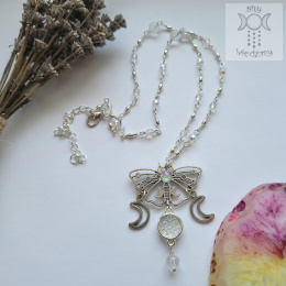 Naszyjnik Moth Queen kryształ górski księżyc moon ćma