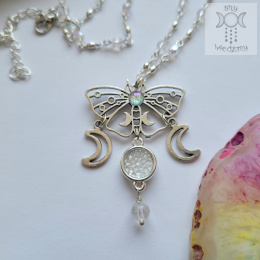 Naszyjnik Moth Queen kryształ górski księżyc moon ćma