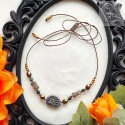 Choker Ammonit kwarc dymny ślimak makrama