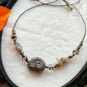 Choker Ammonit labradoryt ślimak makrama