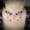 Choker Kwitnący błękitny kwiatki liście fairy wróżka fantasy