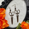Kolczyki Gothic Scissors antyczny brąz victorian