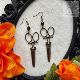 Kolczyki Gothic Scissors antyczny brąz victorian