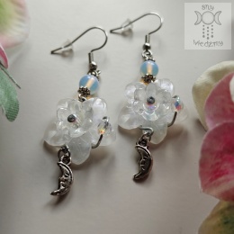 Kolczyki Moon Orchid opalit księżyce kwiaty moon fairy
