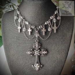 Kolia Crystality Cross II krzyże kryształki stal naszyjnik