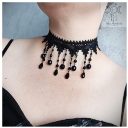 Kolia Pure Rosa Gothic Kryształki choker dusik Goth victorian