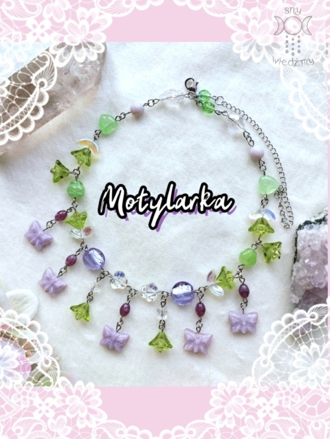 Naszyjnik Motylarka koraliki motyl owad stal fairy wróżka