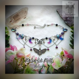 Naszyjnik Night Moth Galaxy stal ametyst noc kairu ćma gwiazdy