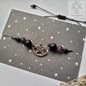 Bransoletka Moon Pentagram onyks ametyst makrama