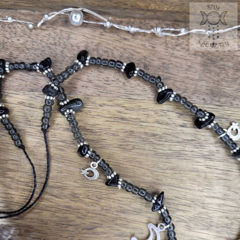 Choker Grot Obsydian regulowany koraliki Choker Grot Obsydian regulowany koraliki