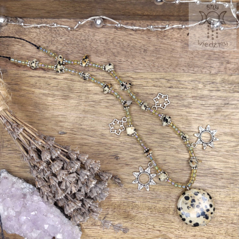 Choker Jaspis dalmatyńczyk koraliki regulowany Choker Jaspis dalmatyńczyk koraliki regulowany