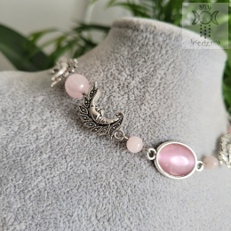 Choker Naszyjnik Fantasy Moon agat kwarc różowy księżyc