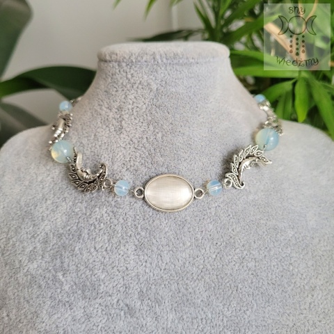 Choker Naszyjnik Fantasy Moon agat opalit księżyc