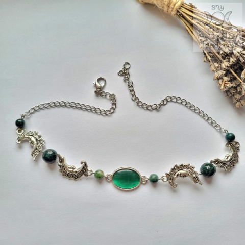 Choker Naszyjnik Fantasy Moon agat indyjski księżyc