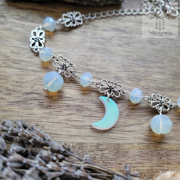 Filigranowy choker kryształowy opalit księżyce moon